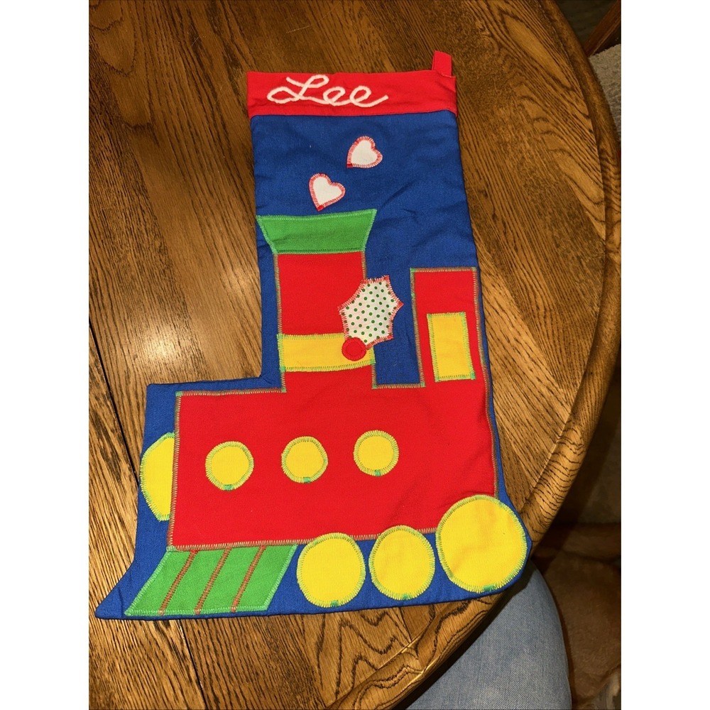 Vintage Train Christmas Stocking "LEE" By Susan Weber